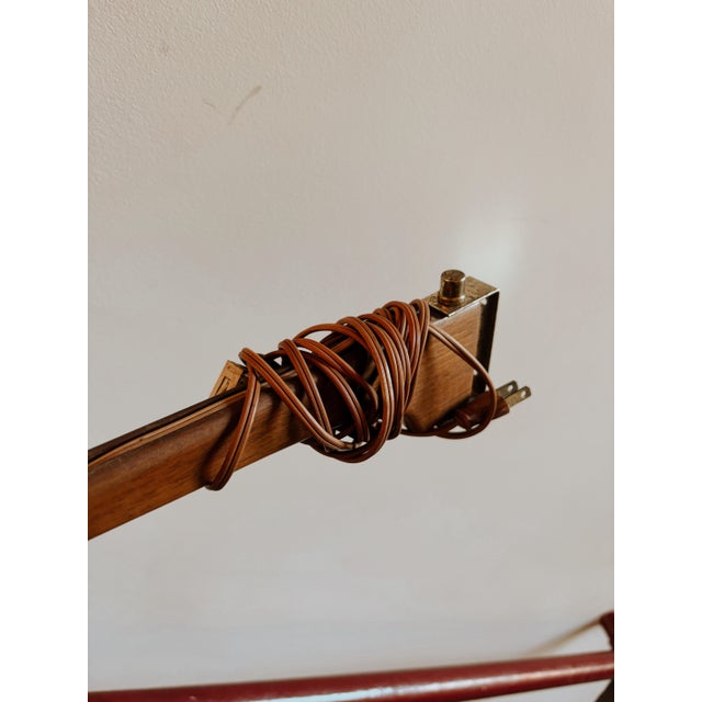 Mid-Century Modern 1960s Danish Wicker and Walnut Sconce For Sale - Image 3 of 5