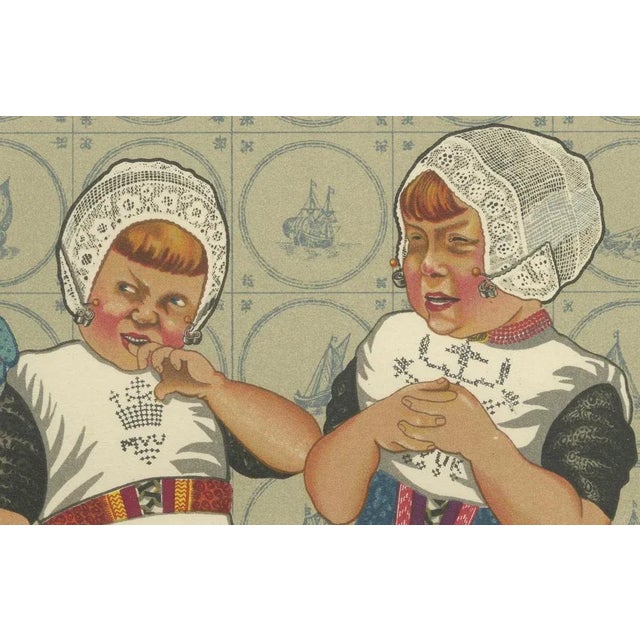 Childrens Traditional Dress from Urk with Embroidered Aprons and Silver Details from The National Costumes of Holland, 1932 For Sale - Image 3 of 10