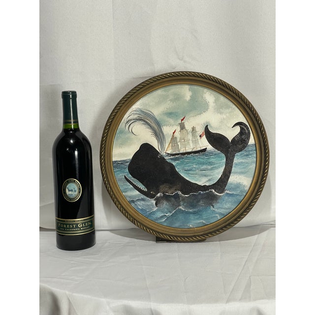 Folk Art Whale & Sailing Ship Maritime Folk Art — 13” Hand-Textured Fine Art Print For Sale - Image 3 of 9