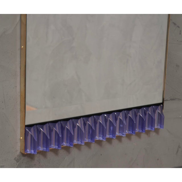 Blue Periwinkle Murano Glass and Brass Wall Mirror, 1990s For Sale - Image 8 of 10