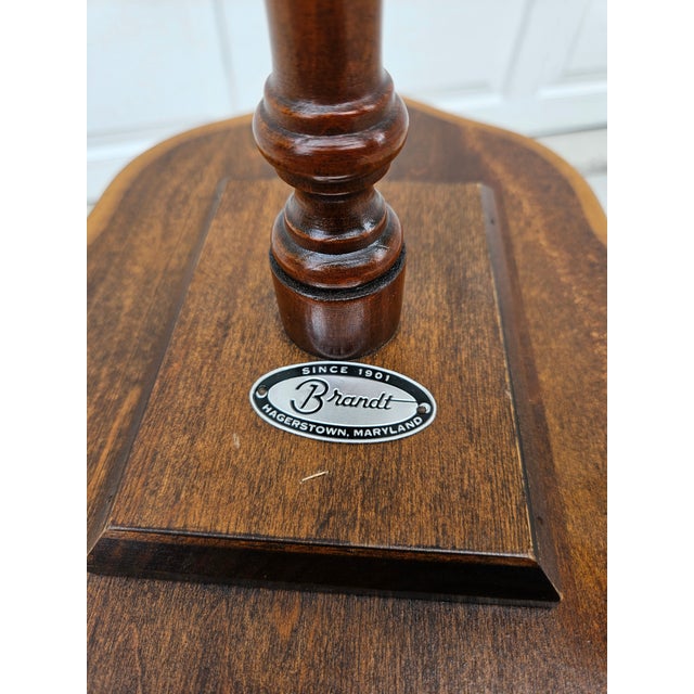 Brandt Mahogany Oval Side Table Candle Stand For Sale - Image 10 of 12