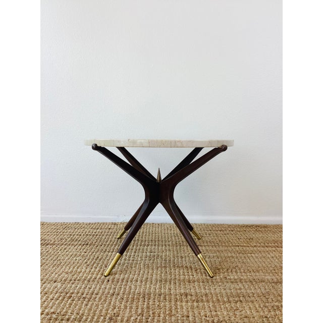 Gio Ponti Vintage 1960s mId Century Modern Starburst Base Marble Top Side Table For Sale - Image 4 of 9