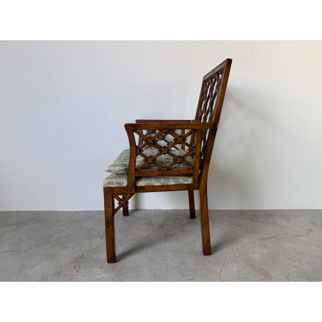 Vintage Chinese Chippendale Style Open Lattice Armchair For Sale In Miami - Image 6 of 12