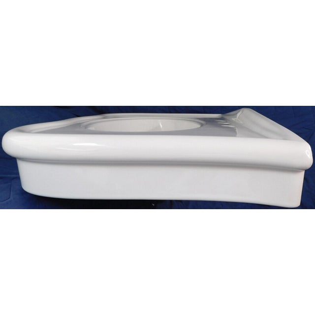 Large 36" Wide White Porcelain Console Sink With Porcelain Legs For Sale - Image 11 of 18