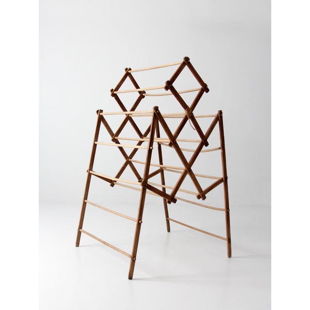 Wood Antique Victorian Wood Folding Laundry Drying Rack For Sale - Image 7 of 7
