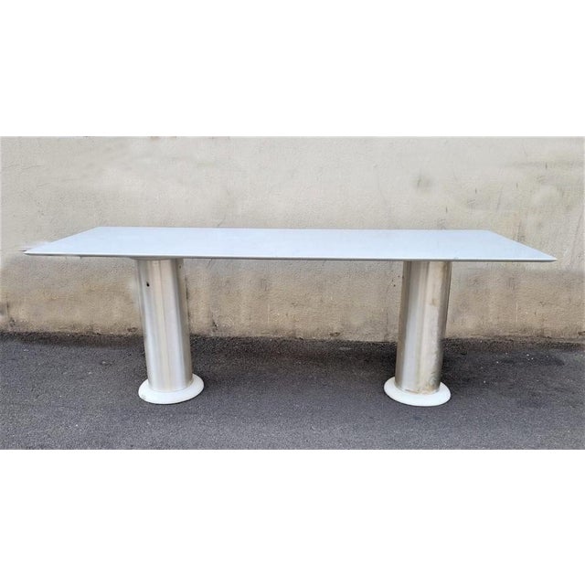 1970s Brushed Marble and Aluminum Console by Lino Sabattini, 20th Century For Sale - Image 5 of 15