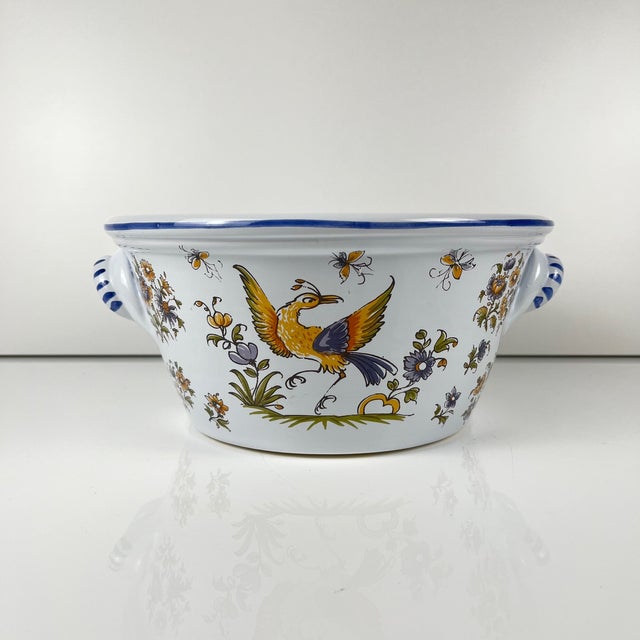 Large Hand-Painted Earthenware Salad Bowl by Mousiter, 1950s For Sale - Image 11 of 11