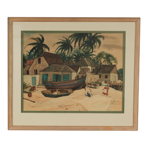 Vintage Tropical Watercolor of Barbados by Wilmot Emerton Heitland