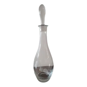 Vintage, Handblown, Wine Decanter With Floral Etching