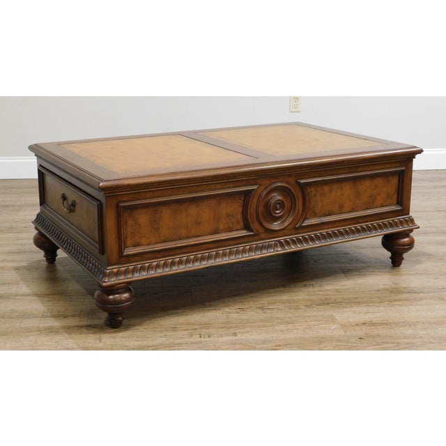 Ethan Allen Leather Top, Burl Wood Storage Morley Coffee Table Chairish