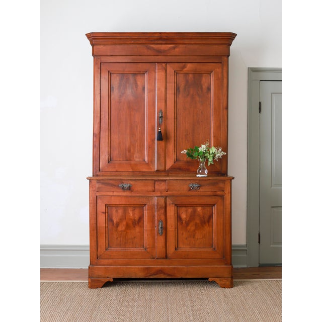 19th C French Louis Philippe Buffet Deux Corps, Linen Press, Storage Cabinet For Sale - Image 12 of 12