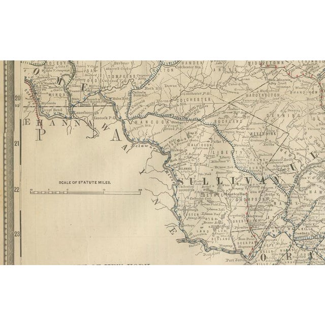 Paper Antique Lithograph Map of Southeastern New York by Rand McNally, 1888 For Sale - Image 7 of 11