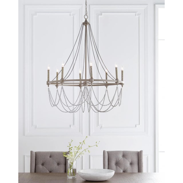 Sean Lavin by Visual Comfort Studio Beverly Large Chandelier, French Washed Oak/Distressed White Wood For Sale - Image 4 of 5