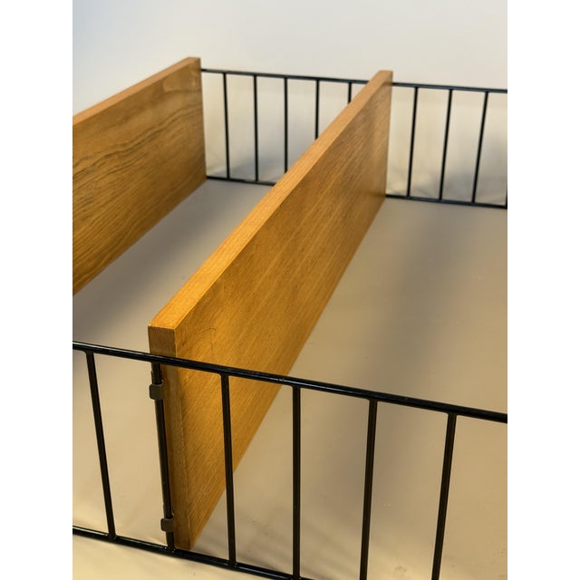 Wood Floating Wall Shelf in Oak Veneer and Black Metal, 1960s For Sale - Image 7 of 14