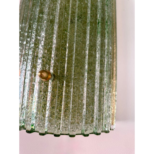 Metal Contemporary Pair of Green Granita Murano Glass and Brass Sconces, Italy For Sale - Image 7 of 12