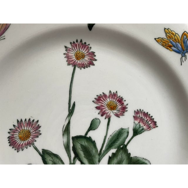 English Vintage Botanical Porcelain Plates Decorative Flowers For Sale - Image 3 of 11