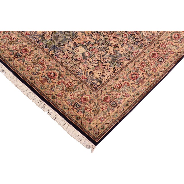 Renaissance Elegant 1990's Pak-Persian Blue/Gold Wool Rug - 8'1'' X 10'2'' For Sale - Image 3 of 9