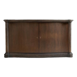 Italian Serpentine Front Credenza in Charcoal Finish For Sale