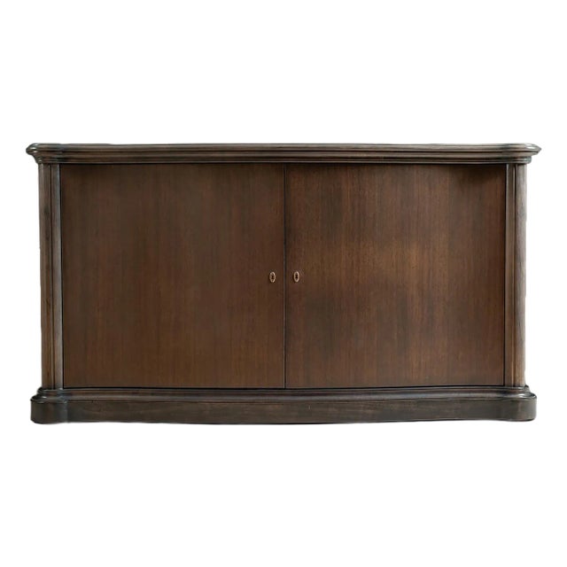 Italian Serpentine Front Credenza in Charcoal Finish For Sale