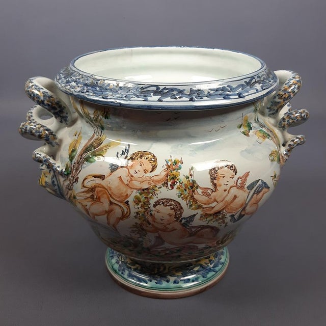 Large Column with Albissola Majolica Vase from Emmebi, 1960, Set of 2 For Sale - Image 9 of 17