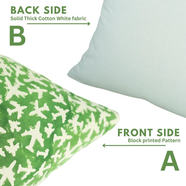 Fabdivine Handmade Block Printing Thick Cotton Throw Pillow Covers -18x18 Inches -Pushpak Vimaan Abstract Design For Sale - Image 4 of 9