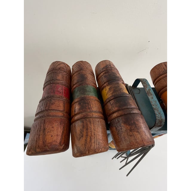 American Vintage Six-Player Wooden Croquet Set With Original Painted Storage Stand, 1960s For Sale - Image 3 of 11