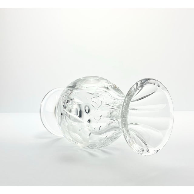 Transparent 1960s Vintage Nachtmann Footed Presentation Rose Flower Etched Bleikristall Crystal Vase For Sale - Image 8 of 11
