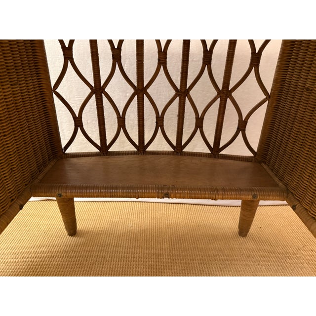 Art Nouveau Ladies Writing Desk in Oak and Rattan with Vitrine Cabinets, 1910 For Sale - Image 9 of 10
