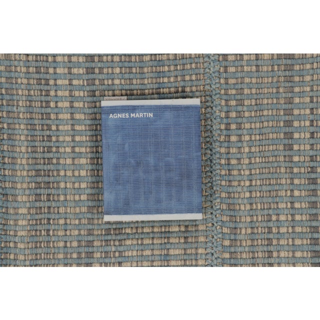 Rug & Kilim's Contemporary Kilim, Gray Textural Stripes with Blue Accents For Sale - Image 10 of 10