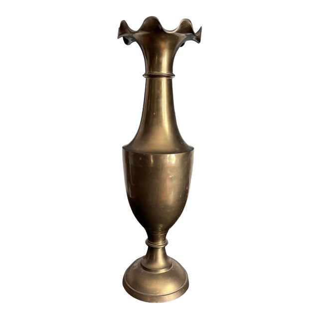 Mid Century Hollywood Regency Brass Urn Vase For Sale