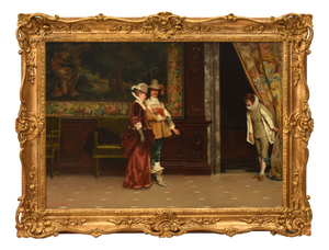 Tito Conti, Italian Genre Scene, 1879, Oil on Canvas, Framed