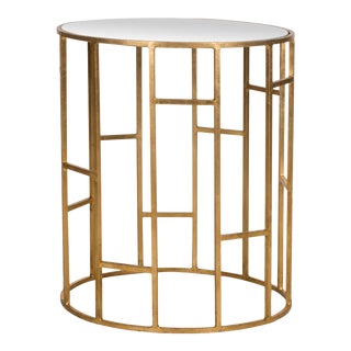 Clark Mirror Top Accent Table in Gold For Sale