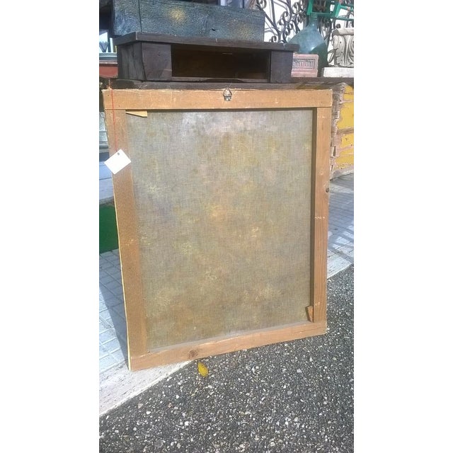 Painting, oil on canvas, depicting a saint inscribed in an oval, still in full 17th-century style, holding the child in...