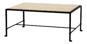 'Diagramme' Travertine and Wrought Iron Coffee Table by Design Frères
