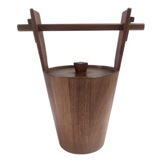 Postmodern Ebonized Beech Ice Bucket from Anri Form, Italy, 1970s For Sale