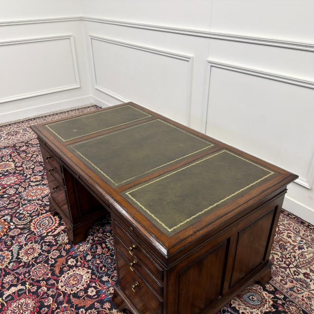 Classic English Chesterfield Desk in Green Leather by RAC For Sale - Image 17 of 18