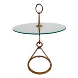 Vintage Circular Side Table in Gilt Wrought Iron by Giovanni Banci for Hermes, 1950 For Sale