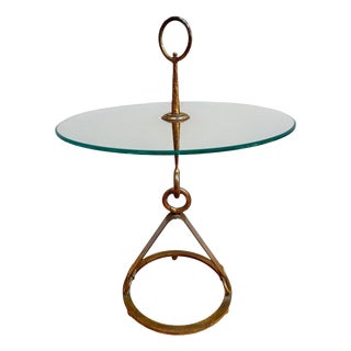 Vintage Circular Side Table in Gilt Wrought Iron by Giovanni Banci for Hermes, 1950 For Sale