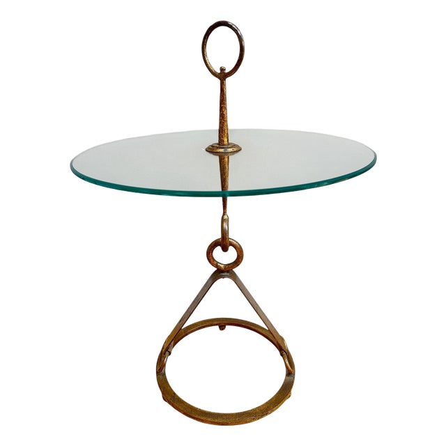 Vintage Circular Side Table in Gilt Wrought Iron by Giovanni Banci for Hermes, 1950 For Sale