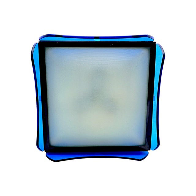 Blue Cut Glass Ceiling Lamp, Veca, 1970s For Sale - Image 12 of 13