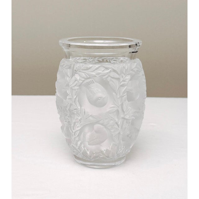 Lalique Lalique "Bagatelle" Frosted Crystal Vase With Birds & Foliage For Sale - Image 4 of 8