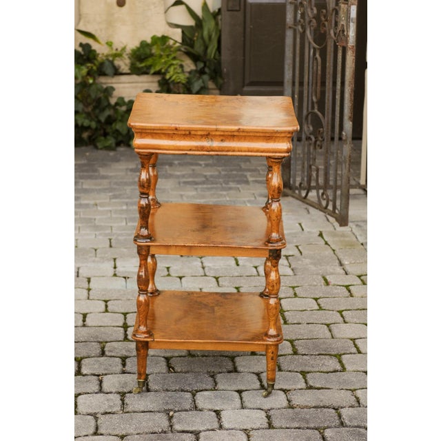 French Burled Walnut Three-Tiered Trolley with Butterfly Veneer, circa 1870 For Sale - Image 12 of 12
