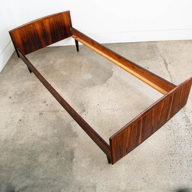 1960s Mid Century Danish Modern Bed Frame Sm Single Rosewood Denmark Sannemanns Mobler For Sale - Image 4 of 12
