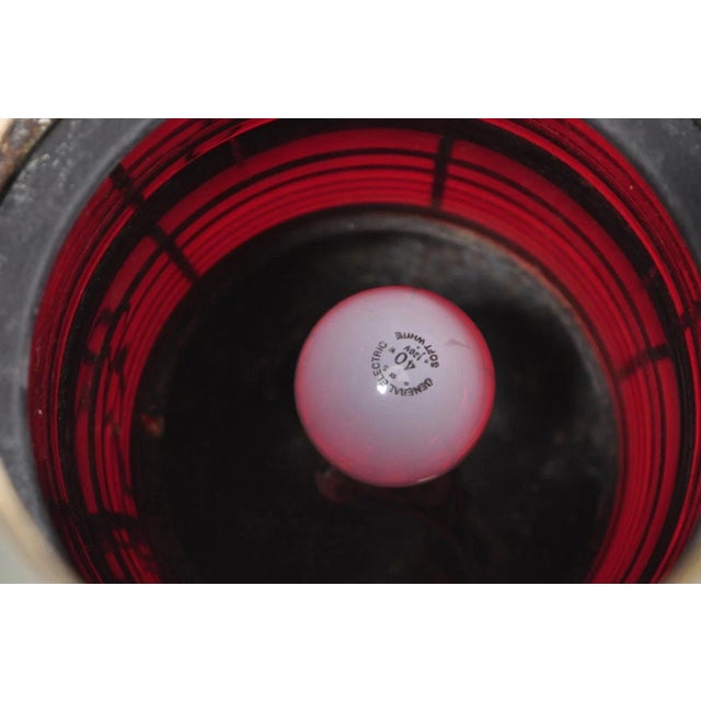 Black Antique Durkee Marine Ship Lantern Fixture Red Fresnel Pendant Chandelier (B) For Sale - Image 8 of 11