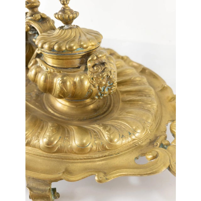 French Renaissance Style Inkwell Desk Set For Sale - Image 9 of 13