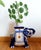 Elephant-shaped stool or plant stand in blue glazed ceramic with traditional Indian decoration. In very good condition. 41...