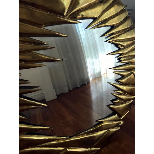 French Brass Artisanal Mirror by Alain Chevert For Sale - Image 9 of 10