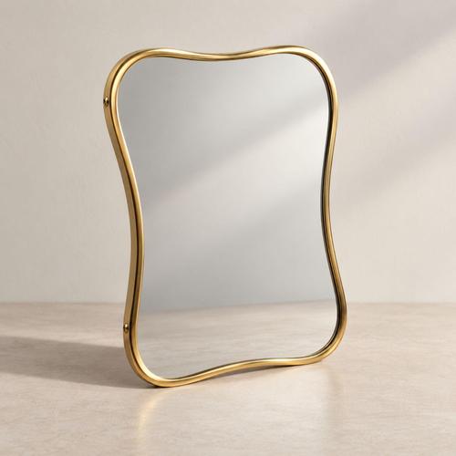 Gio Ponti Italian Brass Shield-Shaped Table Vanity Mirror by Gio Ponti, 1950s For Sale - Image 4 of 11