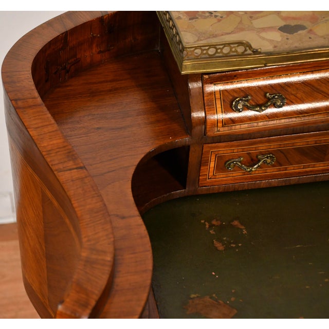 Wood 1900s Antique French Louis XV Walnut Inlaid Ladies Writing Desk / Bonheur-Du-Jour For Sale - Image 7 of 17