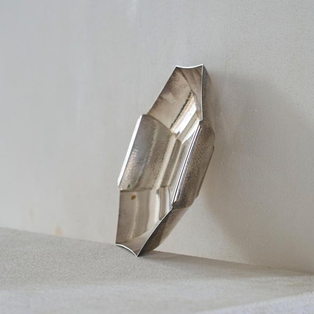 Silver Art Deco Octagonal Bowl in Hand-Hammered and Silver-Plated Brass, 1930s For Sale - Image 8 of 11